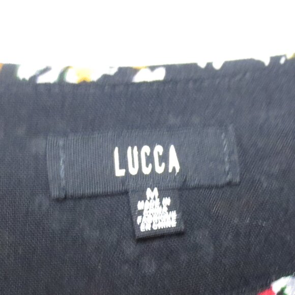 LUCCA womens DRESS black HOLIDAY boho BELL SLEEVES pleats SPLATTER SIZE M - Picture 4 of 11